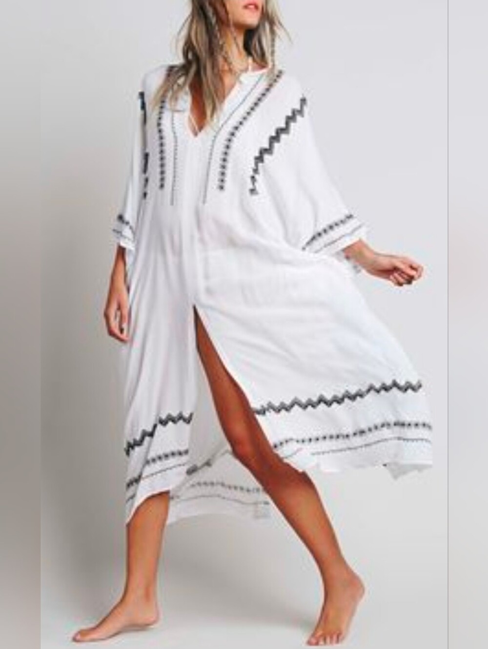 Free People White Embroidered Cover Up Dress